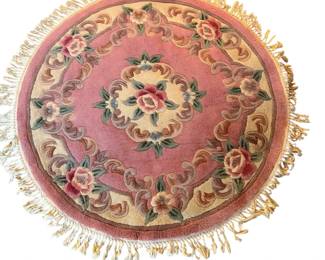 Round Art Deco Style Chinese Wool Rug