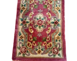 Chinese Art Deco Style Wool Rug with Floral Design