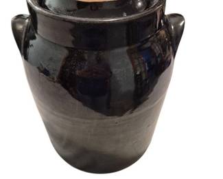 Black Glazed Stoneware Crock