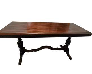 Antique Jacobean or Victorian Style Carved Wood Trestle Table