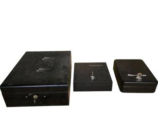 3 Locking Metal Security Boxes