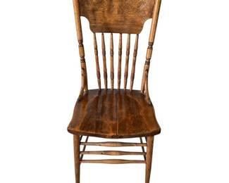 Vintage Pressed Back Oak Dining Chair