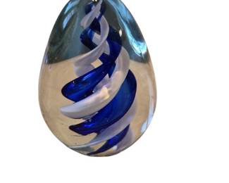Blue and White Swirl Paperweight
