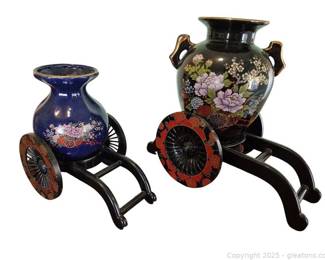 Asian Vases on Carts
