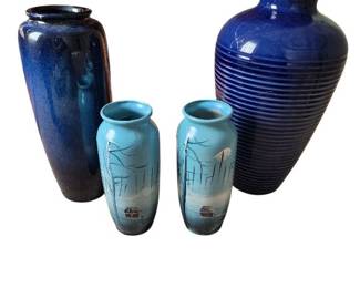 Blue Ceramic Vase Lot