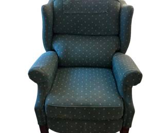 Wingback Recliner with a Teal Dotted Pattern