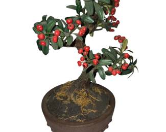 Handcrafted Bonsai Tree Red Berries