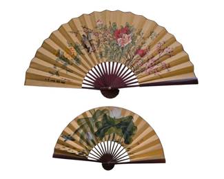 2 Hand Painted Decorative Fans