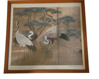 Treasures of Japan Flock of Cranes Ethnological Museum Framed Print