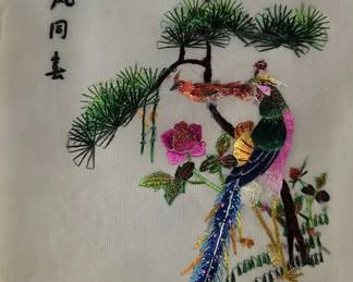 Gorgeous Silk Thread Painting Peacock