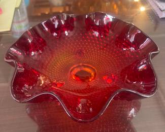 1970’s Fenton Hobnail Amberina Orange into Red 