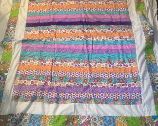 Unfinished quilt top with back - looks to be for a full size or queen bed. Was in storage and needs to be refreshed. 