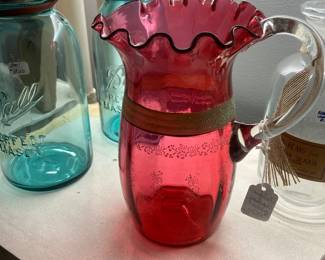 Antique cranberry pitcher 