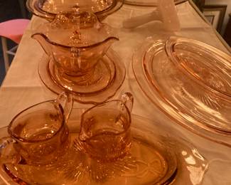 Pink depression serving pieces