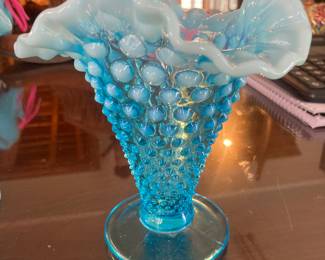 Fenton blue opalescent 5-3/4” tall