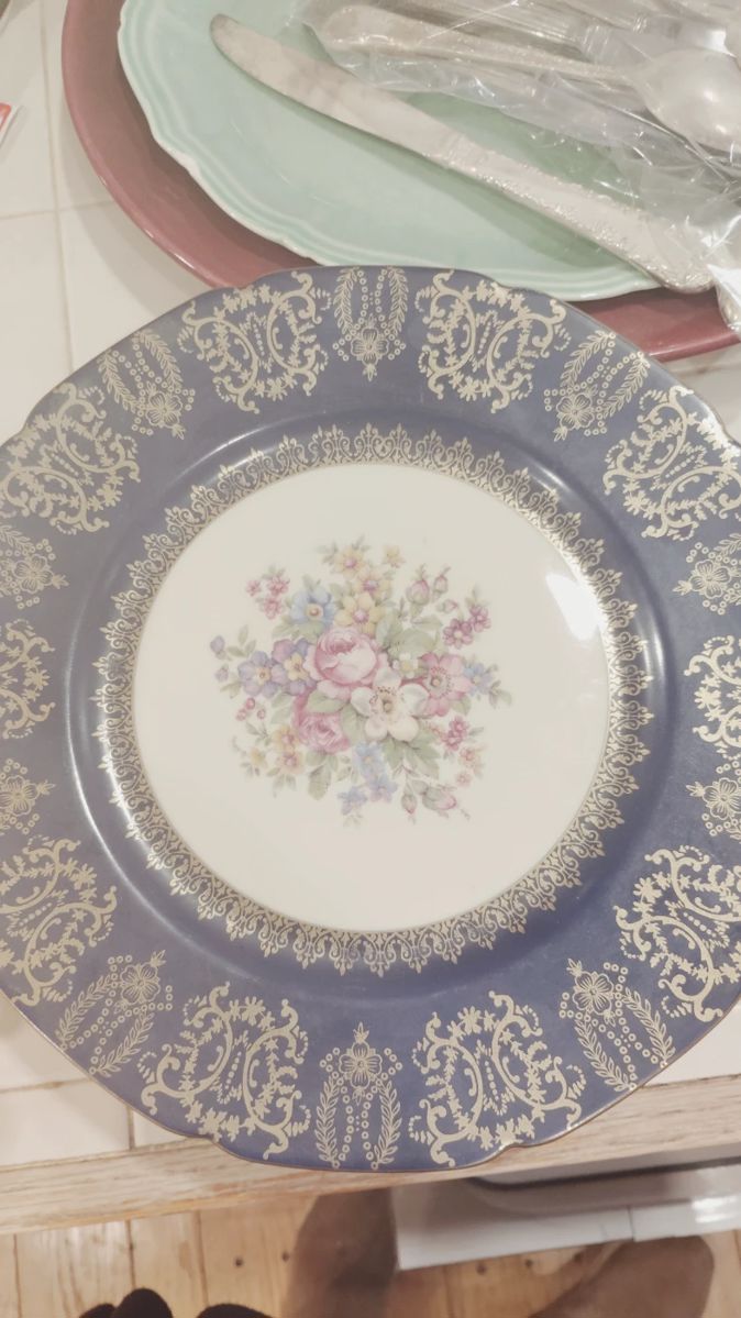 Vintage Royal Epiag Czechoslovakia - 1- Dinner Plate Cobalt Blue Band