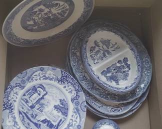  Flow Blue Willow Platter Blue & White 