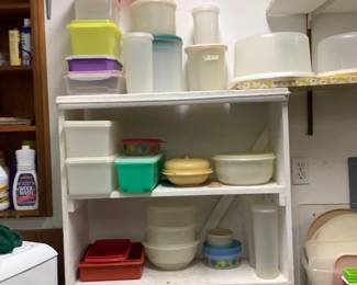 Lots of vintage Tupperware chrome bread Box