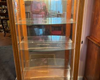 Lighted display curio cabinet glass shelves