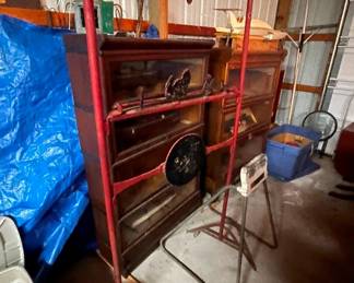 Two sets of Barrister bookcases with model ships