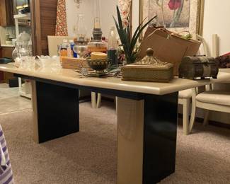 Contemporary Beige Dining Table and 8 chairs 
