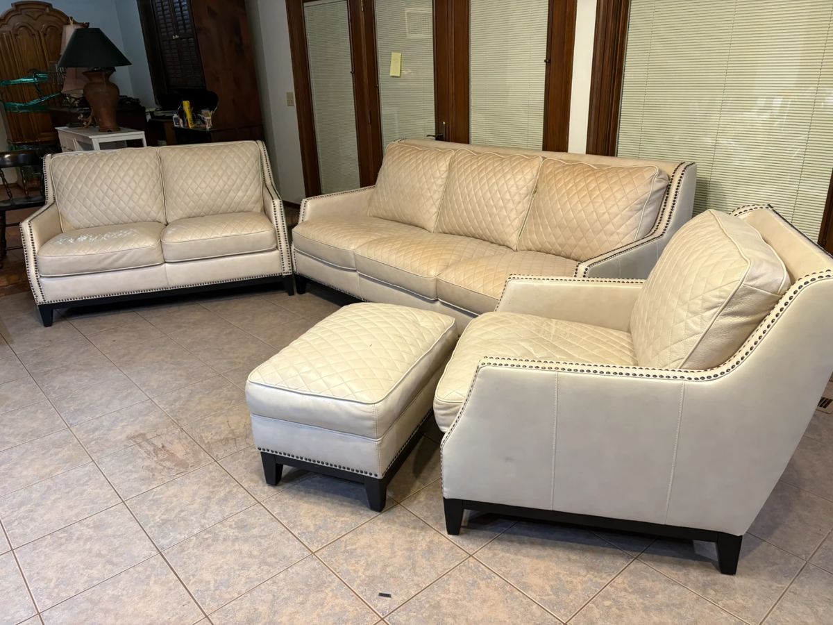 Cream leather furniture