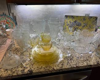 glassware, Yellow Jubilee Depression Glass