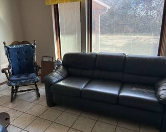 navy leather sofa, rocker