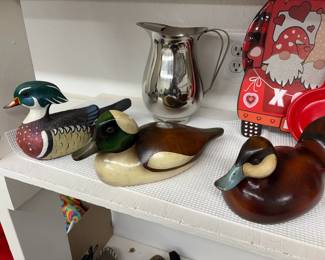 Carved wood ducks