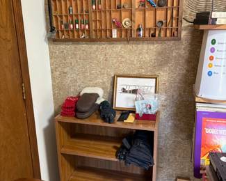 print tray, miniatures, small bookcase