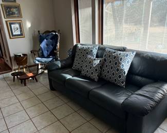 Lazy Boy navy leather sleeper sofa