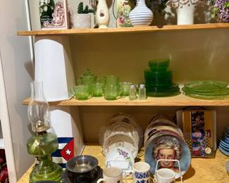 Uranium glass, floral