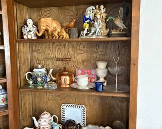 Tea pots-Price Kensington, miniature Nina, Charles Dickens David Copperfield, London Heritage, Oliver Twist, Serenity cup and saucer, Lenox shell dish,