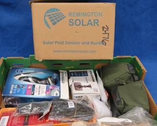 Lot 390. Gun cleaning items, slings, dash camera, and more