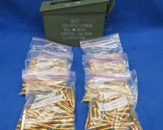 Lot 48. 300 repackaged 7.62 / .308WIN rounds in a metal ammo can