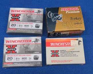 Lot 197. 12 20-gauge slugs and 10 Federal 5-shot 20-gauge Turkey rounds