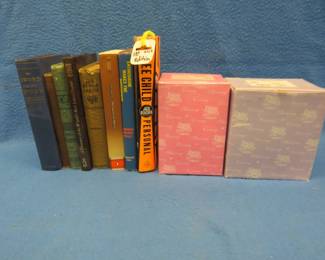 Lot 355. Books including a first edition Jack Reacher and two Precious Moments figurines