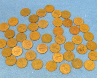 Lot 88. 45 Elizabeth II U.K. Half Pennies from the 1950s and 1960s