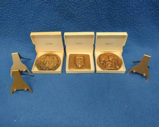 Lot 61. Three "Society of Medalists" bronze medallions. Series #25, #49, and #100. Includes 3 holders.