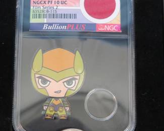 Lot 129. 2023 $2.00 Loki Chibi Marvel Series 1 ounce silver coin graded NGCX PF 10 UC