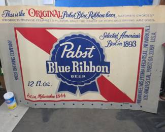 Lot 189. Pabst corrugated banner advertising sign. 72" x 48".