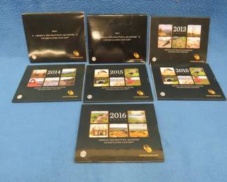 Lot 251. Seven America the Beautiful Quarter Sets: one each from 2010, 2011, 2012, 2013, 2014, (2) 2015, and 2016. Each set has 10 quarters