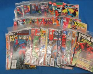 Lot 68. 75 DC and Marvel comic books. Most are bagged