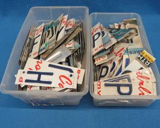 Lot 76. Over 7 lbs. of cut up license plate letters