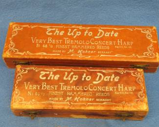 Lot 154. Two wooden Hohner harmonica boxes