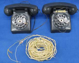 Lot 353. Vintage set of Brumberger battery-operated toy telephones with wire and original box