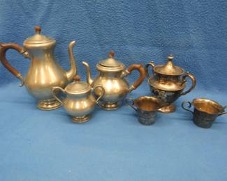 Lot 335. Tea and coffee set from Holland and a 3-piece set of silverplate