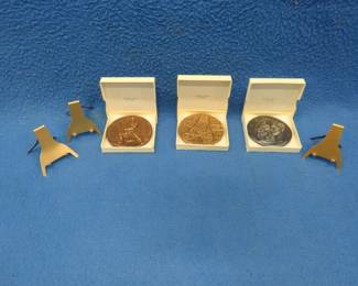 Lot 338. Three "Society of Medalists" bronze medallions. Series #42, #79, and #88. Includes 3 holders.