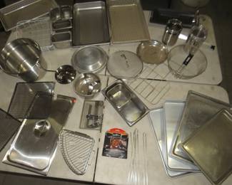 Lot 136. Large group of restaurant cookware including stainless steel items