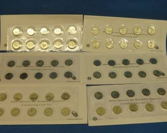 Lot 128. Six America the Beautiful Quarter sets with 10 quarters each from 2018, (2) 2019 and (3) 2020